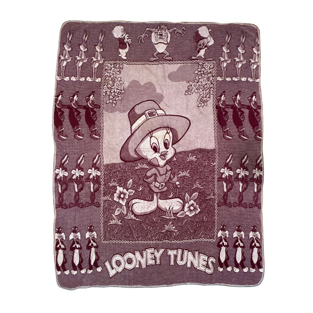 vintageラグ ブランケット マルチカバー タペストリー ルーニー・テューンズ トゥイーティー Rug Blanket Looney Tunes 3021