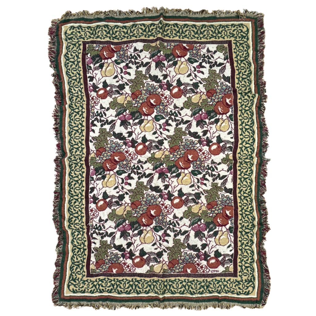 vintageラグ ブランケット マルチカバー タペストリー ツタ フルーツ 果物 Rug Blanket Fruit 3168