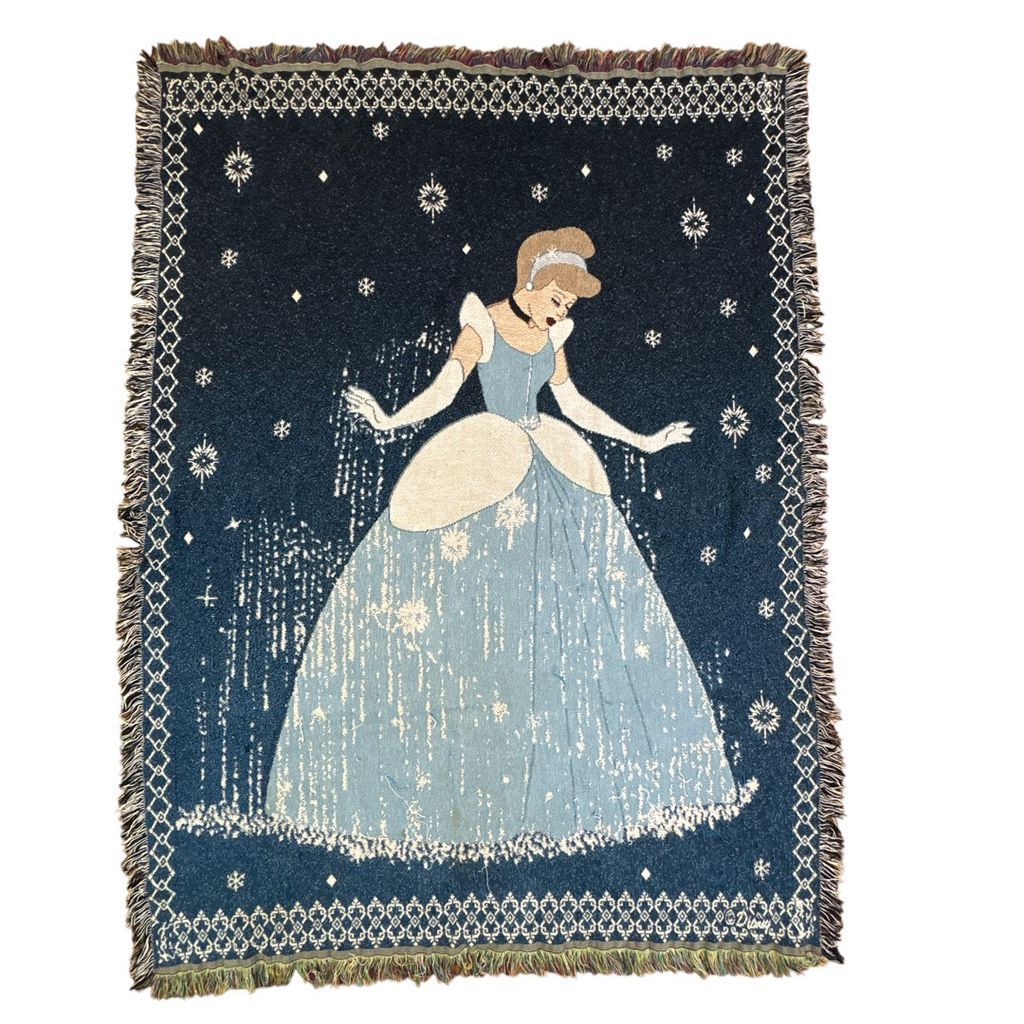 vintageラグ ブランケット マルチカバー タペストリー Disney ディズニー シンデレラ ドレス キャラクター 魔法 マジック 変身 2223