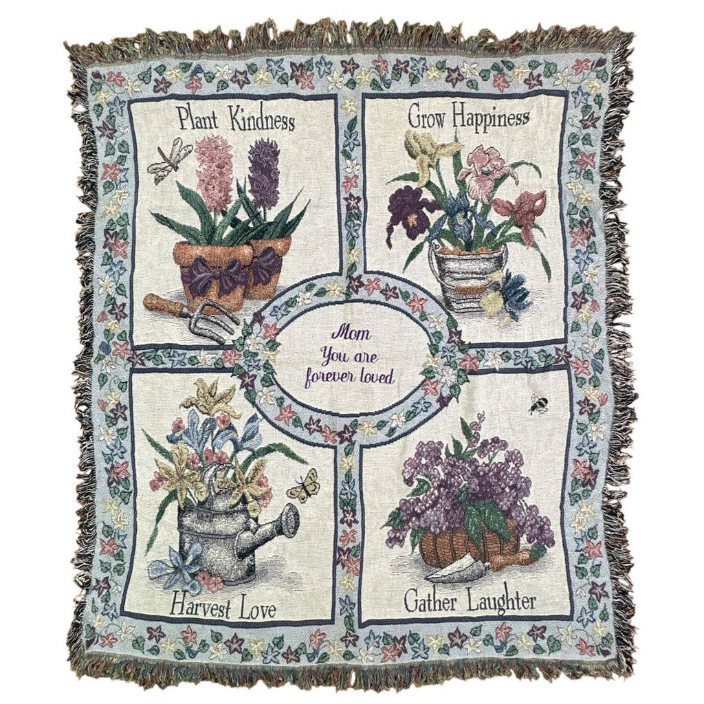 vintageラグ ブランケット マルチカバー タペストリー フラワー 花 ヒヤシンス アヤメ メッセージ 母 ギフト ツタ Hyacinth Rug Throw Blanket Flower 2502
