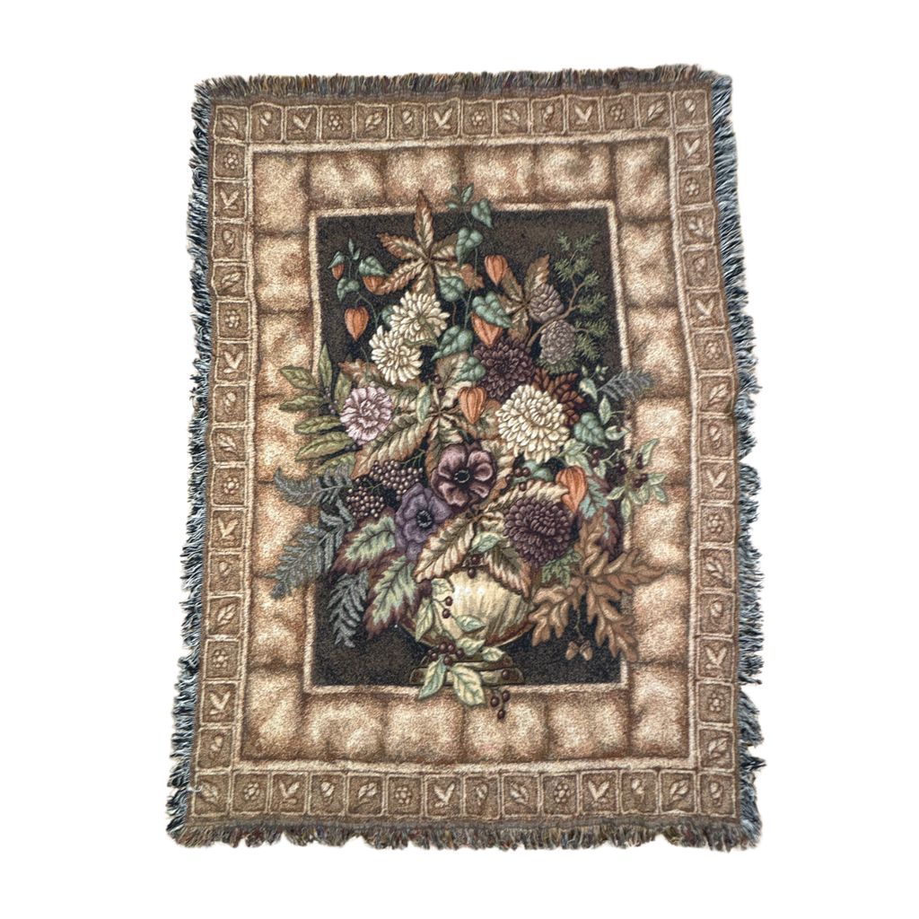 vintageラグ ブランケット マルチカバー タペストリー フラワー 花 レトロ エレガント Rug Blanket Floral 3934