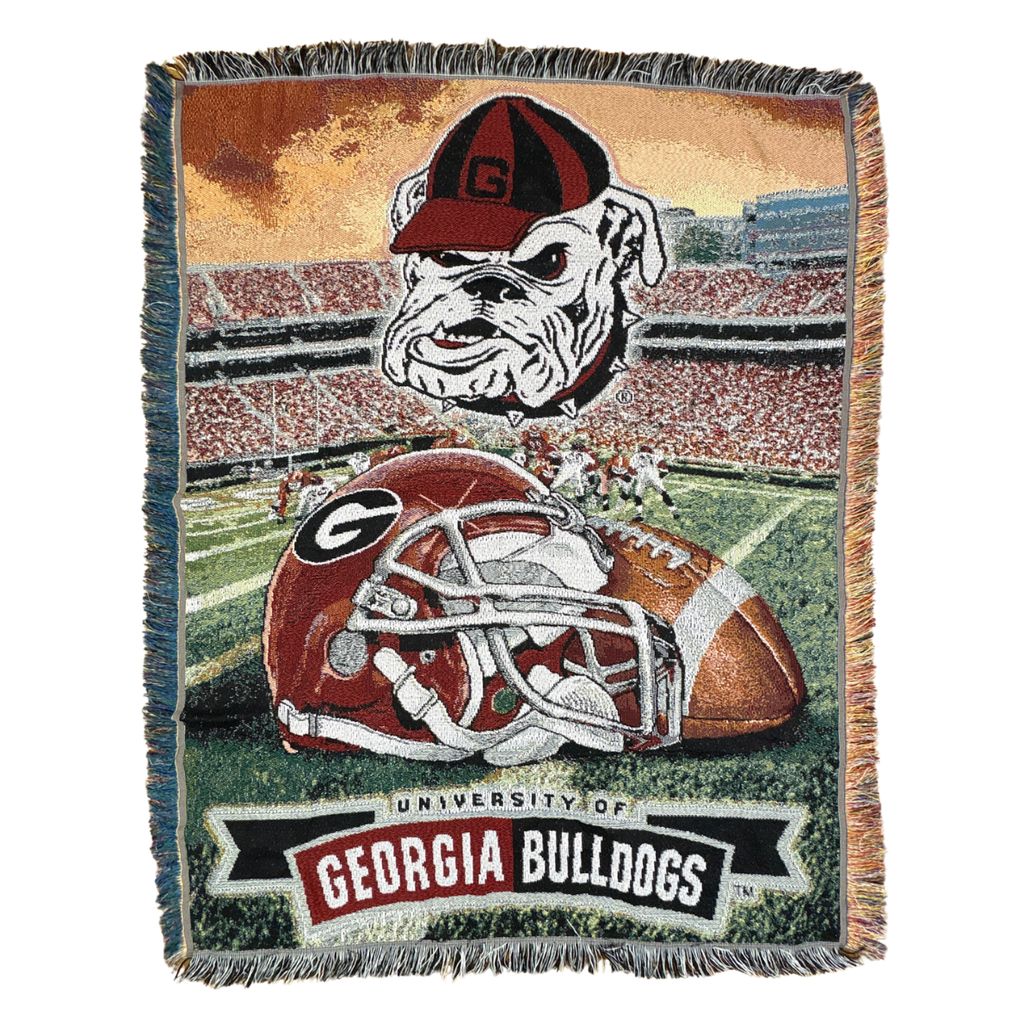 vintageラグ ブランケット マルチカバー タペストリー NCAA ジョージア大学 ブルドッグス Rug Blanket Football 2659