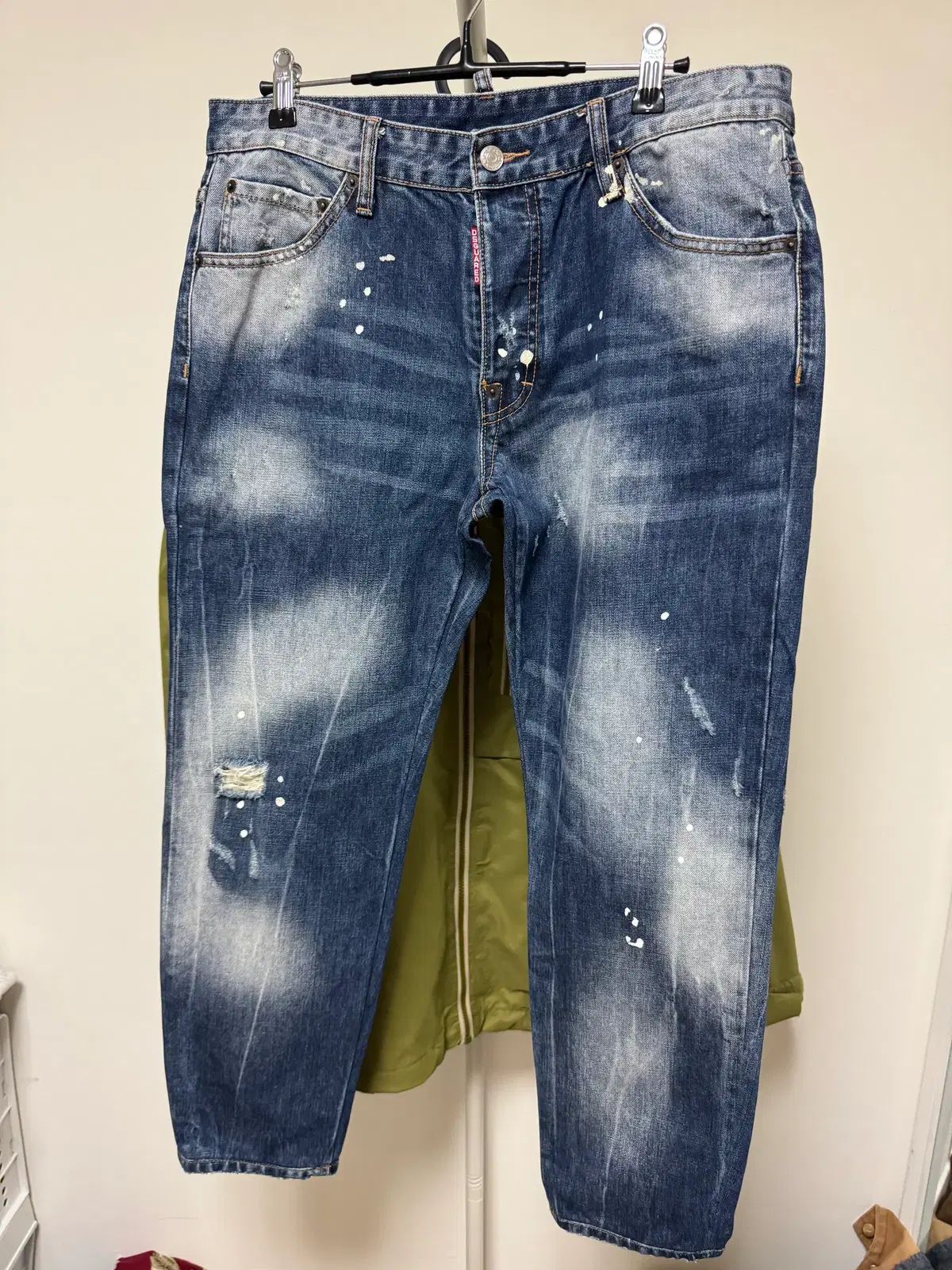正規品 DSQUARED2 シグネチャー 赤タブ ペインティング ダメージ ウォッシュ デニム