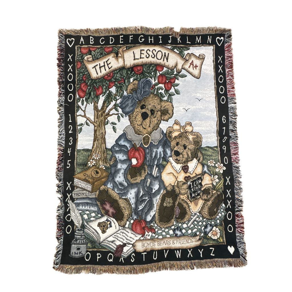 vintageラグ ブランケット マルチカバー タペストリー ボイズベア アニマル リンゴ 本 Rug Blanket Boyds Bear 4009 5,840円