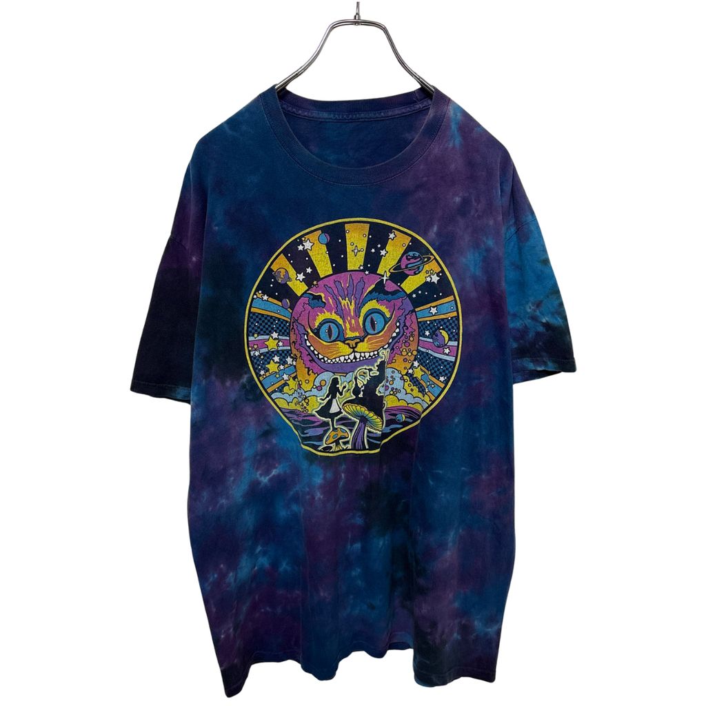 【LIQUID BLUE】Alice in Wonderland Psychedelic ふしぎの国のアリス チェシャ猫 芋虫 タイダイTシャツ S-5890