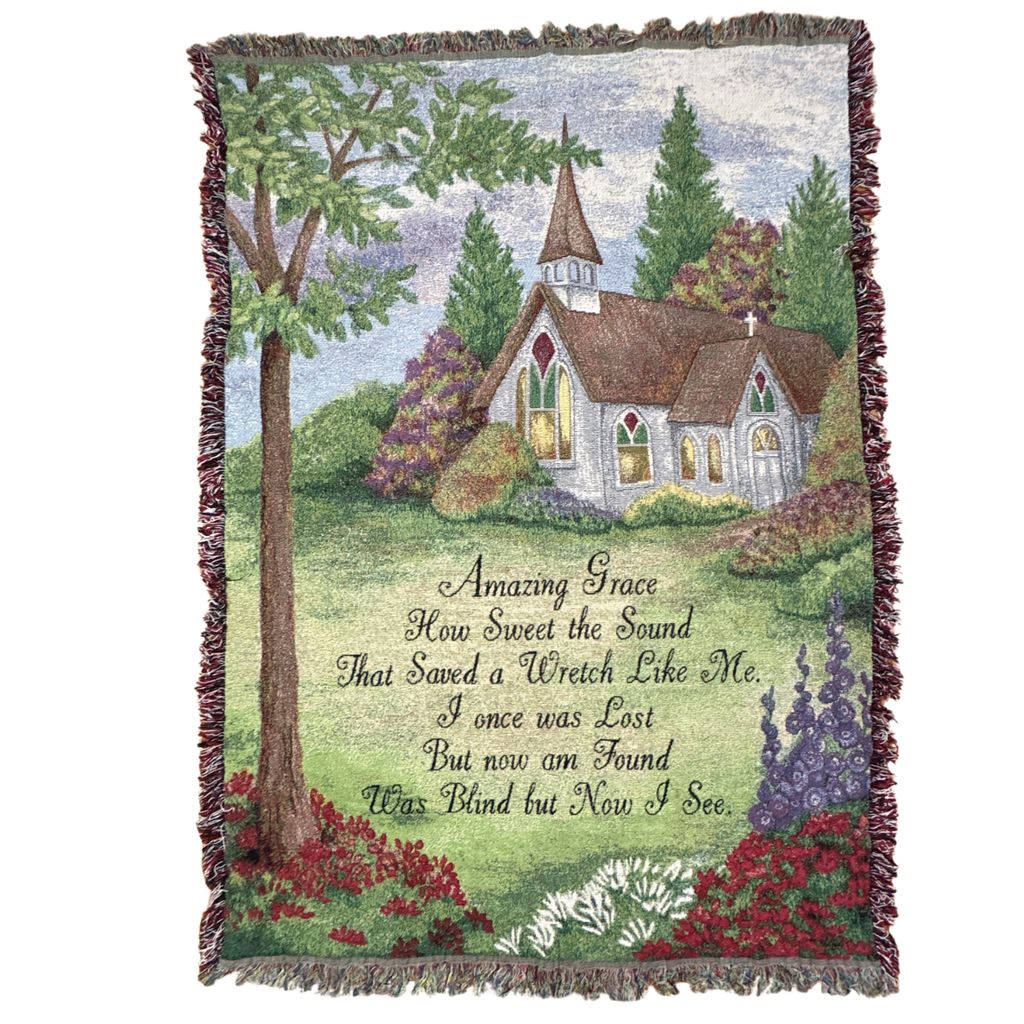 vintageラグ ブランケット マルチカバー タペストリー アメイジンググレイス 教会 メッセージ Rug Blanket Amazing Grace3498