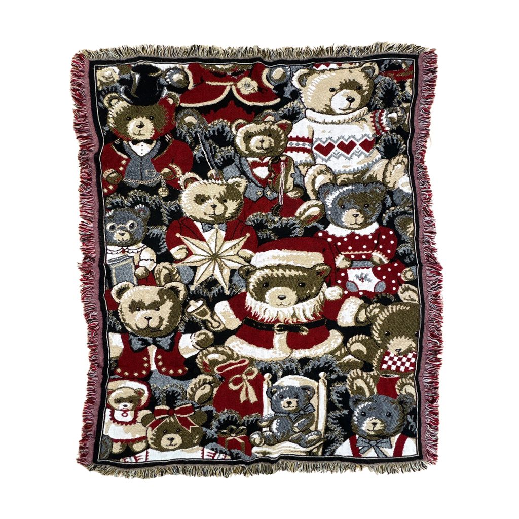 vintageラグ ブランケット マルチカバー タペストリー USA製 クリスマス テディベア 集合 Rug Blanket Christmas 3157 6,160円