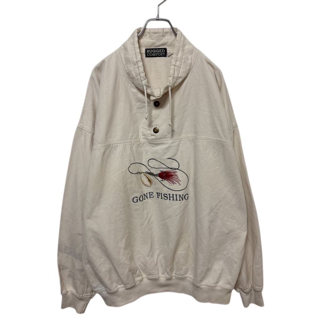 【RUGGED COMFORT】 Fishing Anorak Sweatshirt Jacket 釣り針刺繍 アノラックスウェットジャケット S-4487