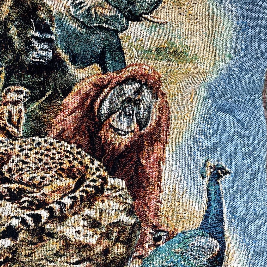 ぽん　ヴィンテージラグ　カーペット　タペストリー　マルチカバー　アニマル柄 vintageラグ ブランケット マルチカバー タペストリー シマウマ