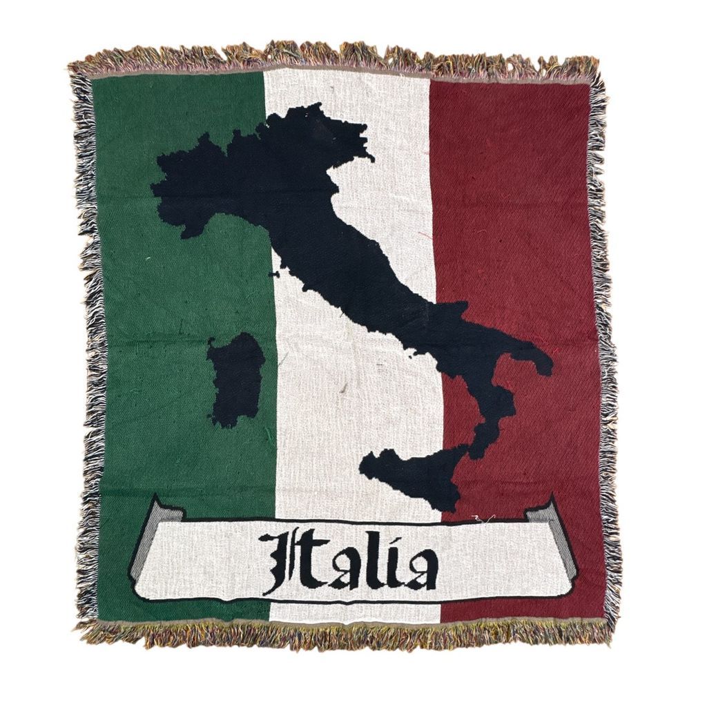 vintageラグ ブランケット マルチカバー タペストリー イタリア Italia Il Tricolore トリコローレ 国旗 地図 Map Rug Throw Blanket 2387