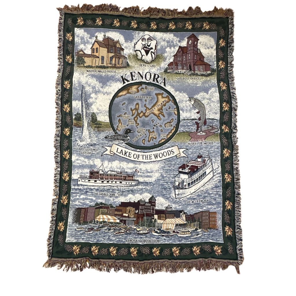 vintageラグ ブランケット マルチカバー タペストリー カナダ オンタリオ州 ケノーラウッズ湖 名所 Rug Blanket Landmark 3526 5,920円