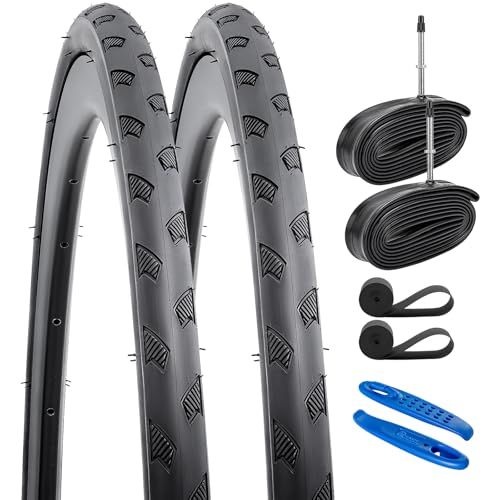 N◆YunSCM 2本セット,700 28c タイヤ,700x28c/30c 28-622 自転車タイヤ + チューブ 仏式バルブ60mm +リムテープ+タイヤレバ,適用 700x28c/700x30c ロードバイク,Y-275 0f2bf83f 6,475円