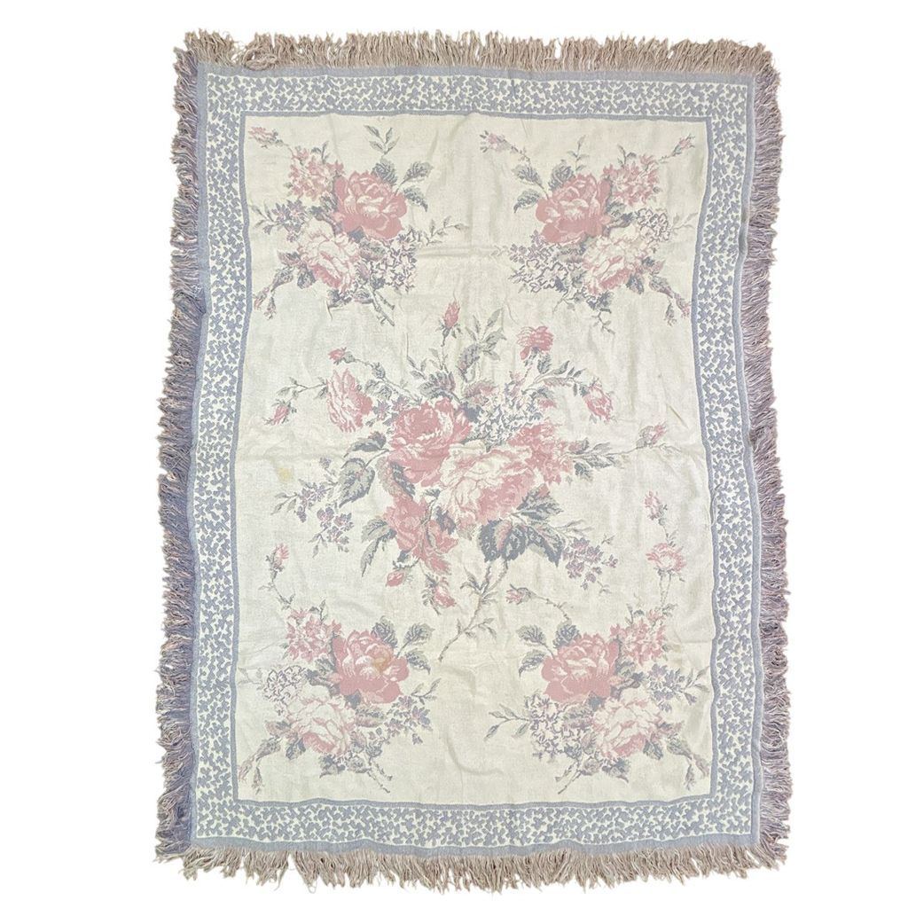 vintageラグ ブランケット マルチカバー タペストリー フラワー 花 エレガント バラ Rose Rug Throw Blanket Flower 2498 5,920円