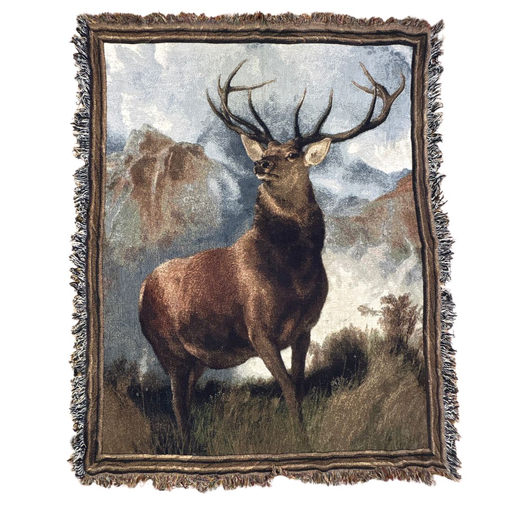 vintageラグ ブランケット マルチカバー タペストリー シカ アニマル アート 絵画 Rug Blanket Animal 4220