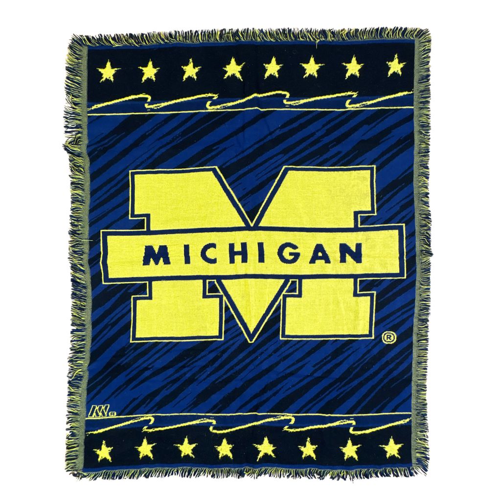 vintageラグ ブランケット マルチカバー タペストリー ミシガン大学 フットボール Rug Throw Blanket Wolverines 2639