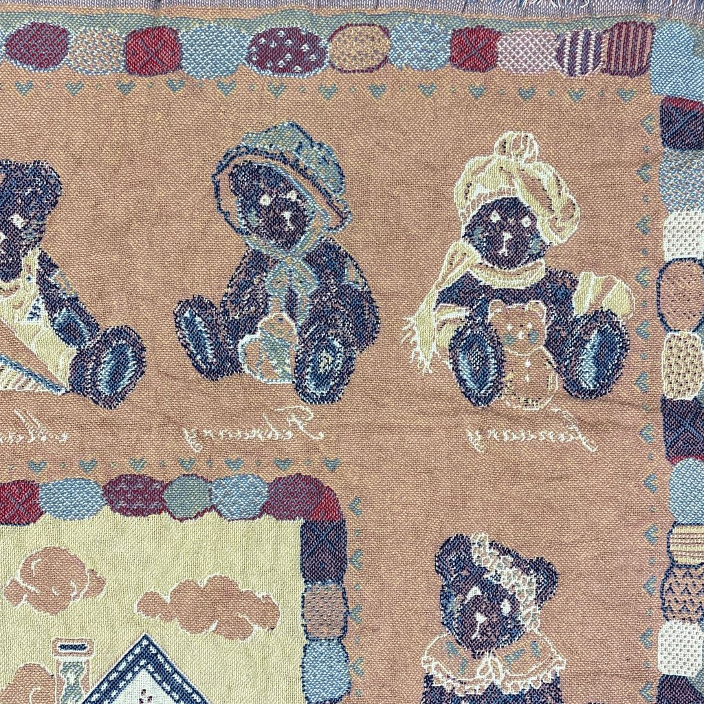 vintageラグ ブランケット マルチカバー タペストリー クマ テディベア