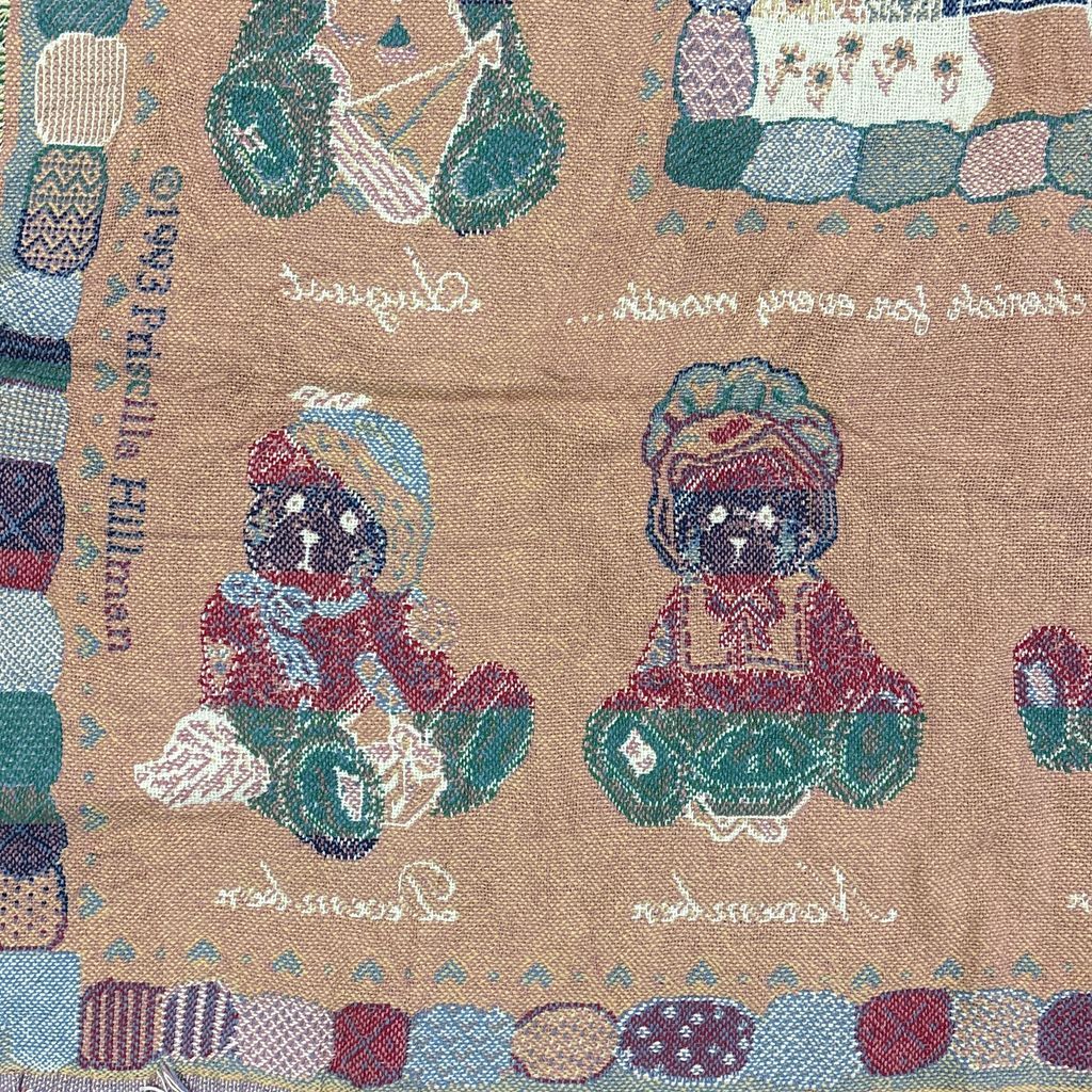 vintageラグ ブランケット マルチカバー タペストリー クマ テディベア