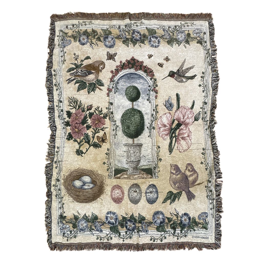 vintageラグ ブランケット マルチカバー タペストリー イングリッシュガーデン フラワー Rug Blanket Vicky Howard 3800
