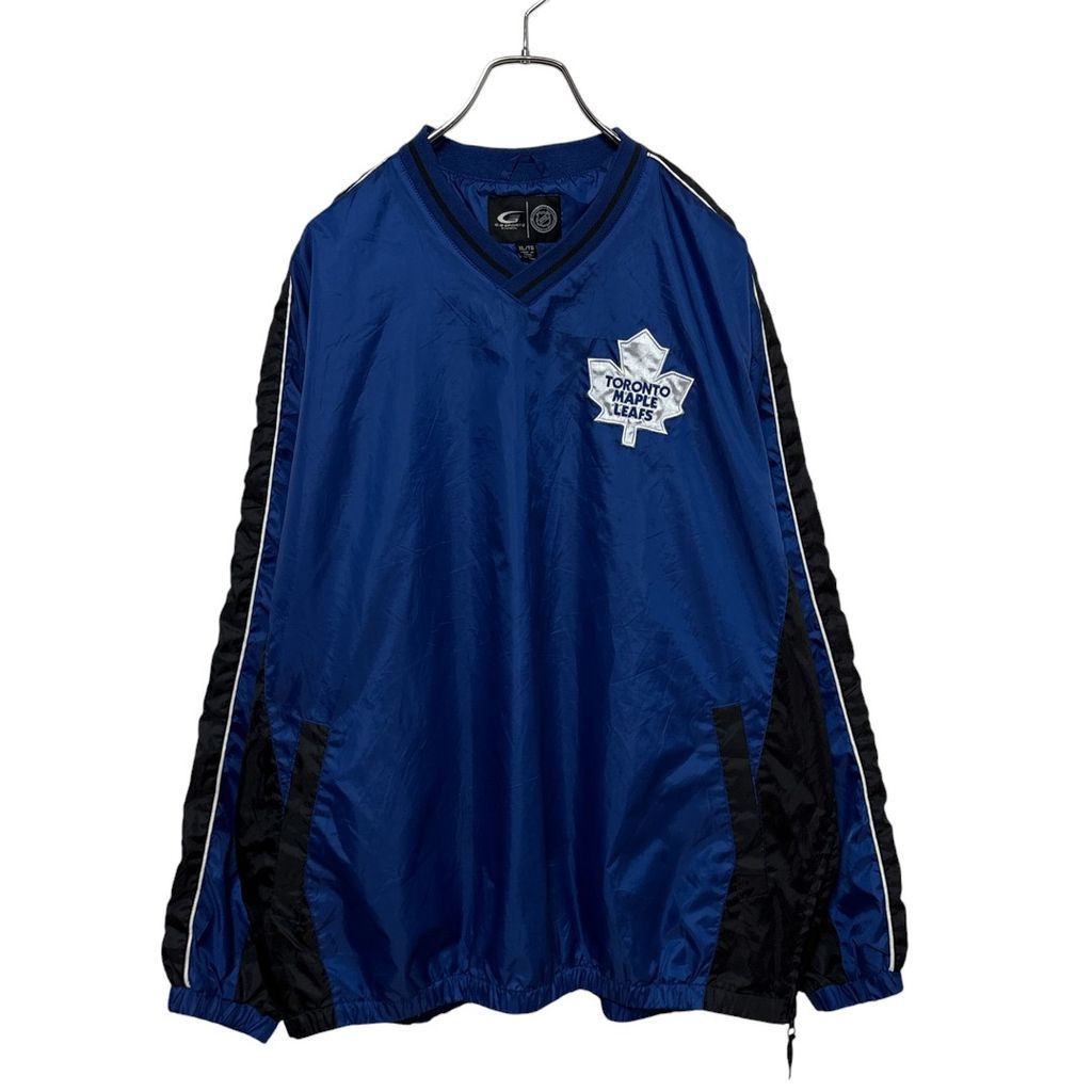 【GⅢ SPORTS】 NHL トロント・メイプルリーフス チームロゴ刺繡 Vネックプルオーバージャケット S-3817