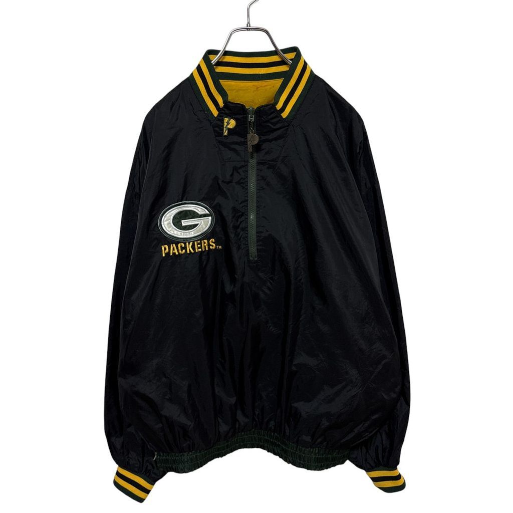 【PRO PLAYER】 90s NFL グリーンベイ・パッカーズ リバーシブル チームロゴ刺繡ハーフジッププルオーバージャケット S-3822