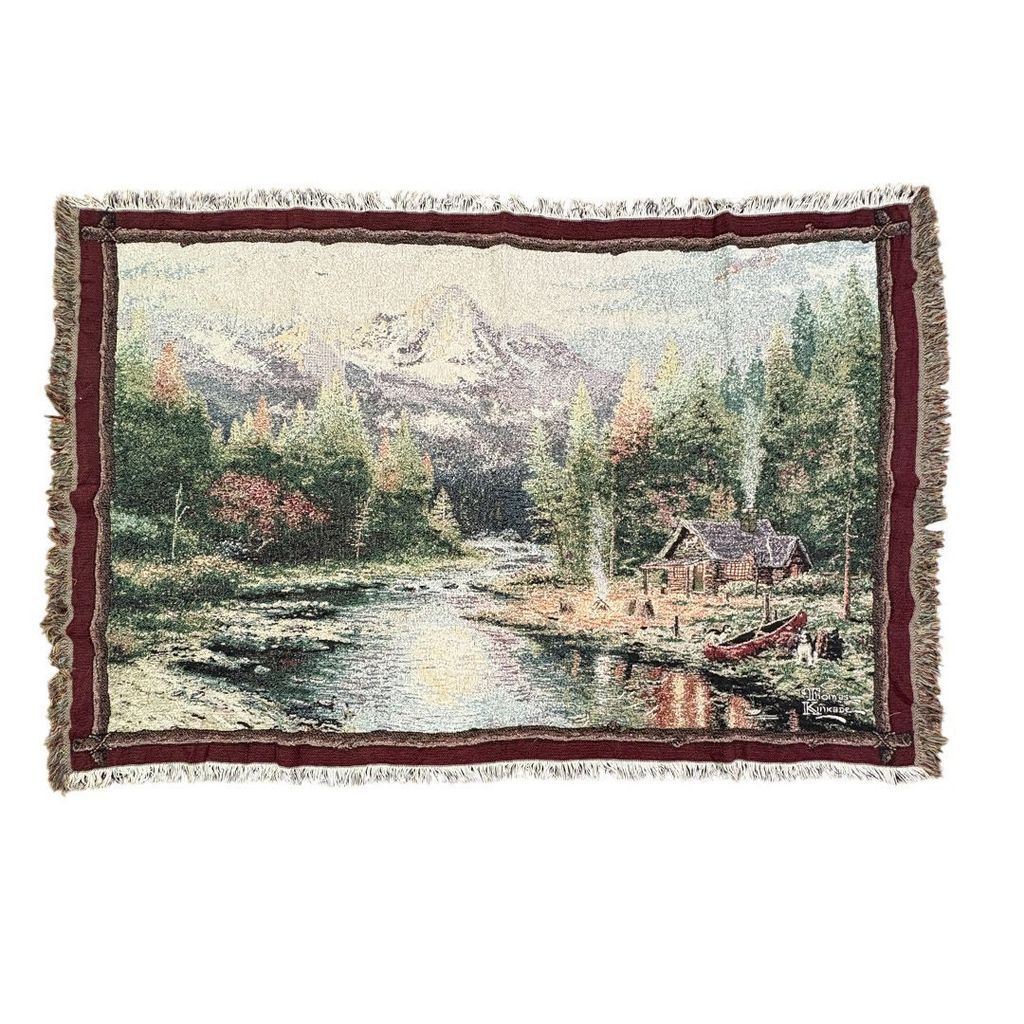 vintageラグ カーペット USA製 コテージ 別荘 風景 1579