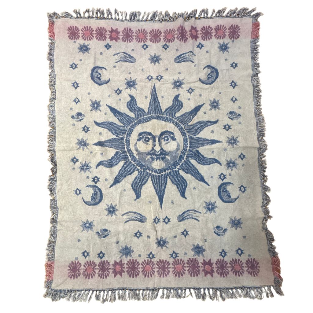 vintageラグ ブランケット マルチカバー タペストリー 太陽 月 天体 ボヘミアン 宇宙 Rug Blanket Sun Moon 3428