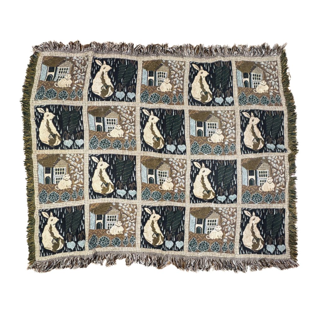 vintageラグ ブランケット マルチカバー タペストリー うさぎ ラビット アニマル レトロ Rug Blanket Animal 4235 7,020円