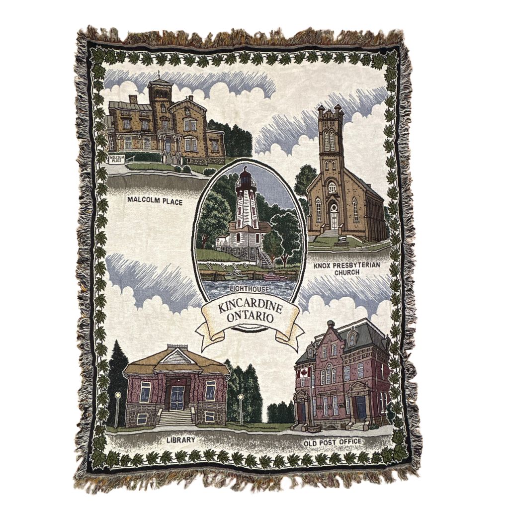 vintageラグ ブランケット マルチカバー タペストリー カナダ キンカーディン 名所 建物 Rug Blanket Landmark 3522