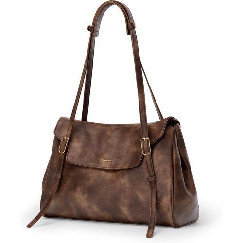 Jonbag ショルダーバッグ レディース トートバッグ 2way PU レザー a4 大容量 軽量 自立 肩掛けかばん 人気 おしゃれ 通学／就活／通勤 バッグ レディース ヴィンテージ風