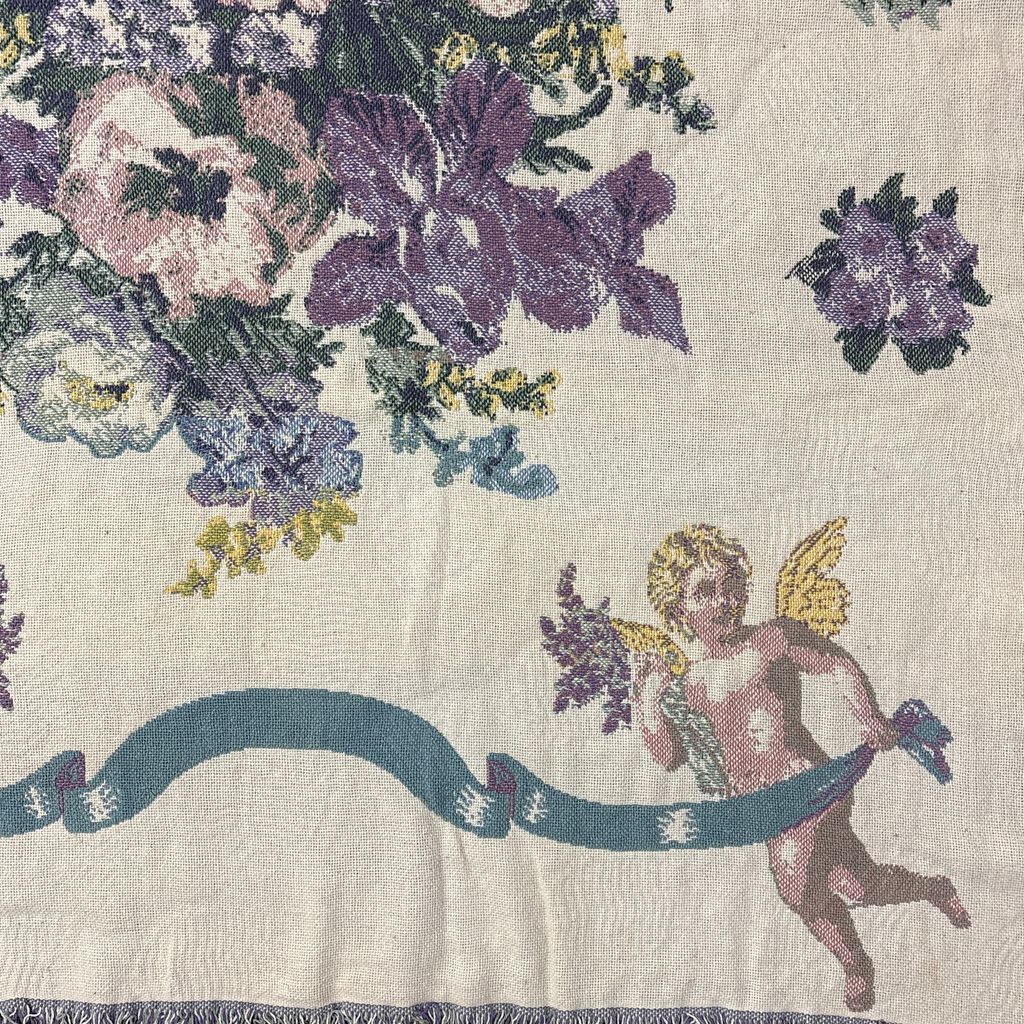 vintageラグ ブランケット マルチカバー タペストリー 天使 エンジェル