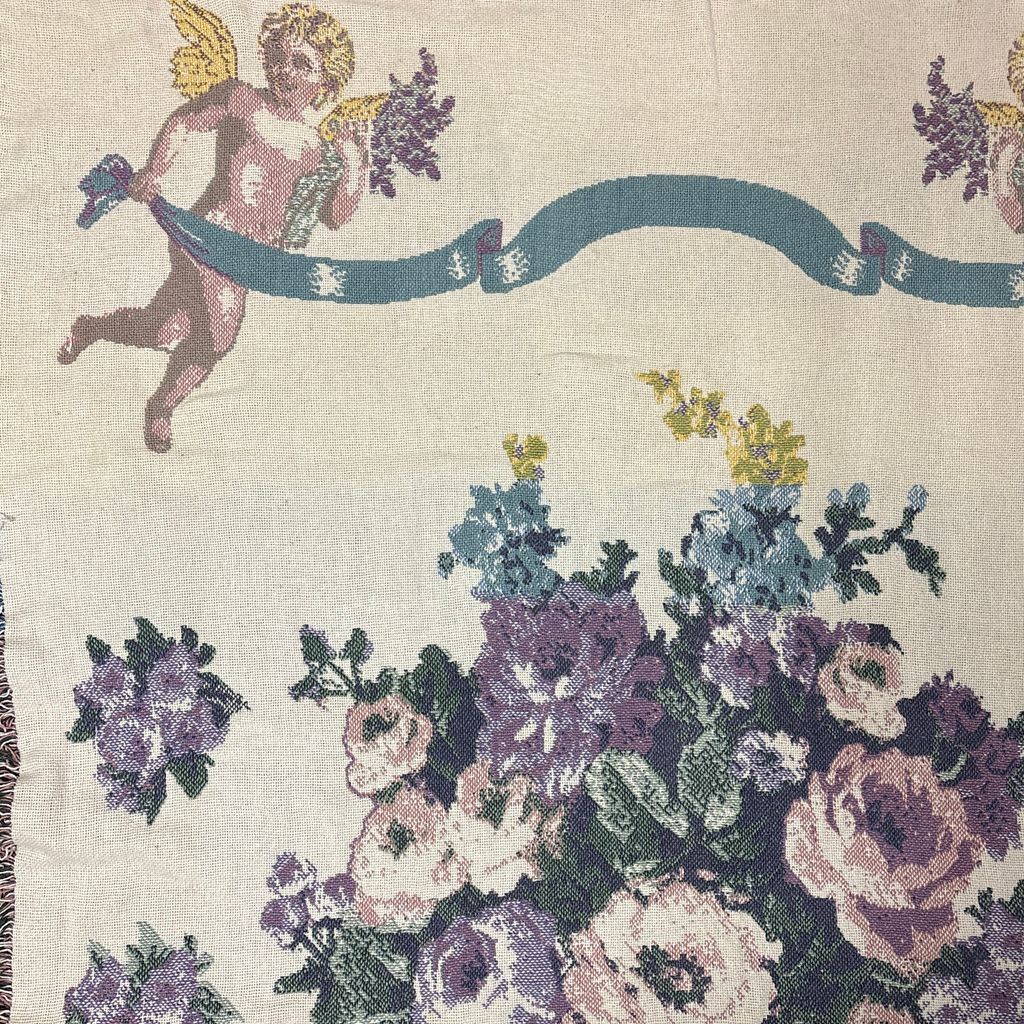 vintageラグ ブランケット マルチカバー タペストリー 天使 エンジェル