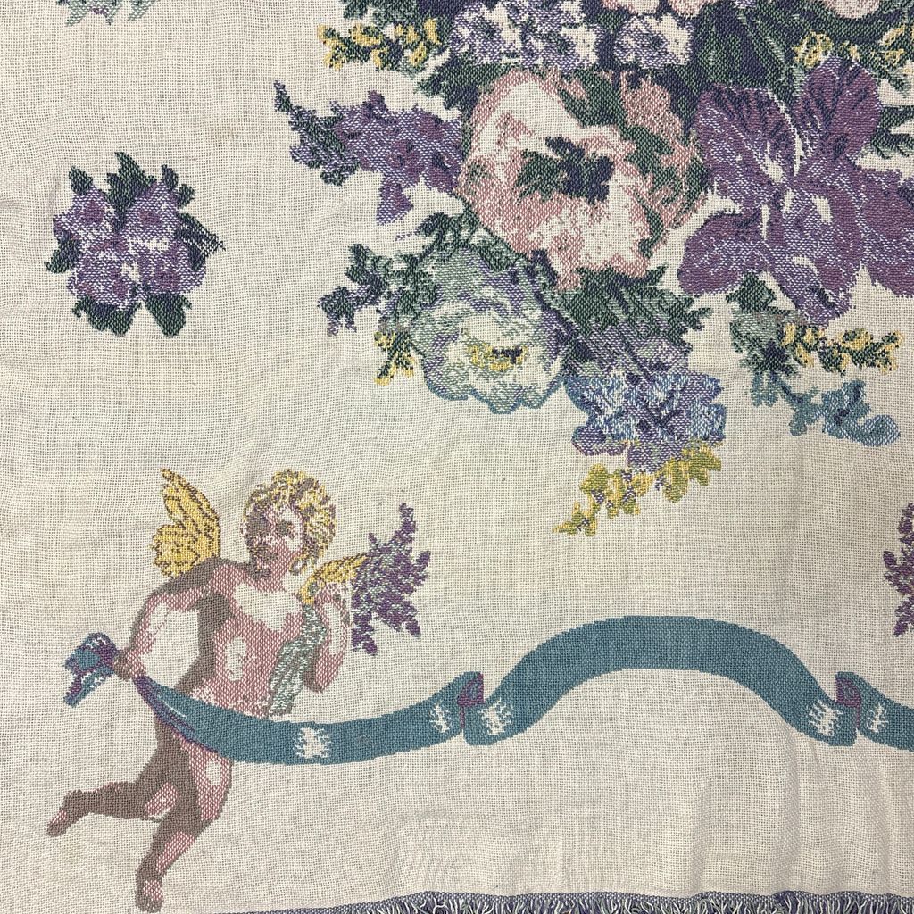vintageラグ カーペット 天使 花束 宗教 アート1254 vintageラグ ブランケット マルチカバー タペストリー 天使 エンジェル