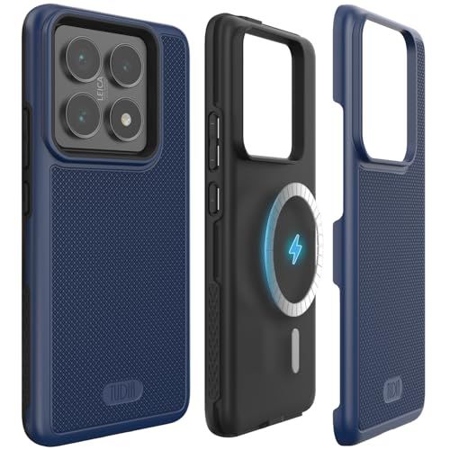TUDIA「米軍MIL規格・Magsafe対応」Xiaomi 14T Pro 5G 用 ケース、「MergeGrip」2層保護 耐衝撃 滑り止め 超薄型TPU Xiaomi 14T Pro 5G 対応 携帯電話カバーバンパー - インディゴブルーe