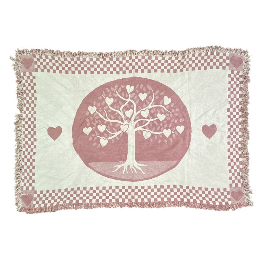 vintageラグ ブランケット マルチカバー タペストリー フラワー 花 ハート スクエア ドット チェック Heart Rug Throw Blanket Tree 2496