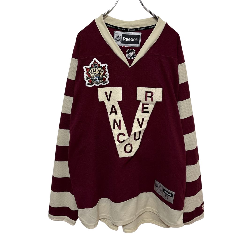 【Reebok】 NHL Vancouver Canucks Hockey Shirts Heritage バンクーバーカナックス 復刻ゲームシャツS-4745