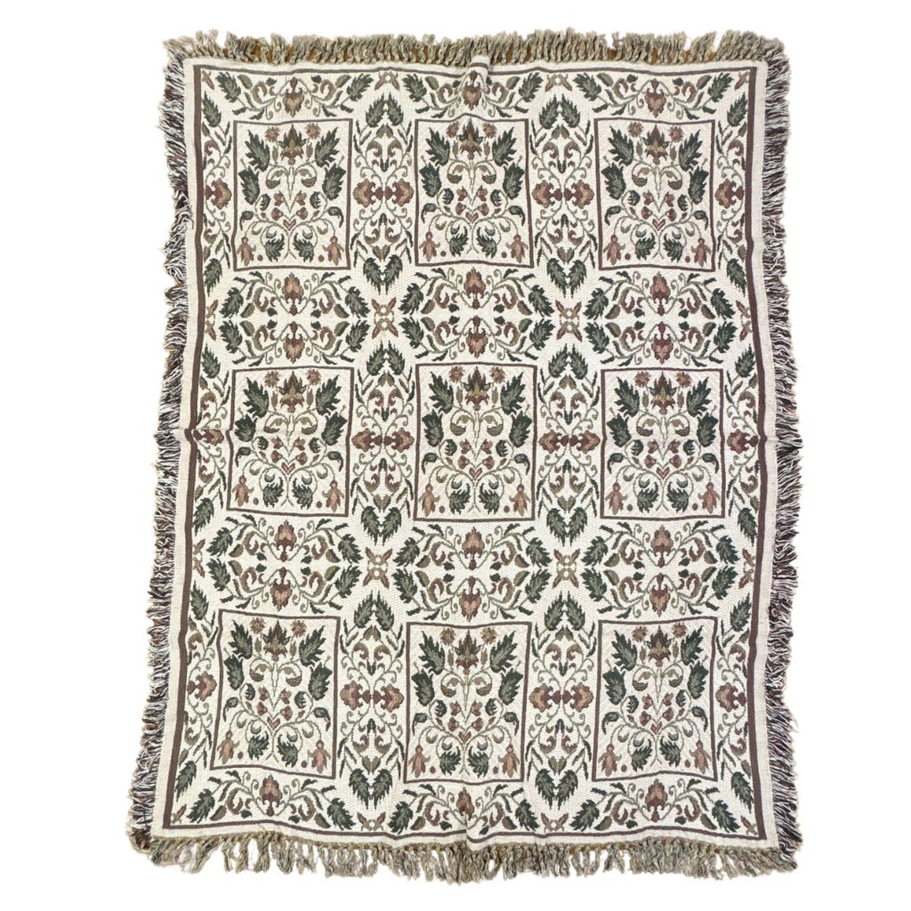 vintageラグ ブランケット マルチカバー タペストリー 北欧 ボタニカル ダマスク 総柄 Rug Blanket Damask 3484