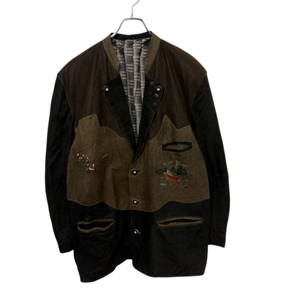 Embroidery Animal Real Leather Tyrolean Jacket アニマル刺繍 本革 レザーチロリアンジャケット S-4571 8,760円