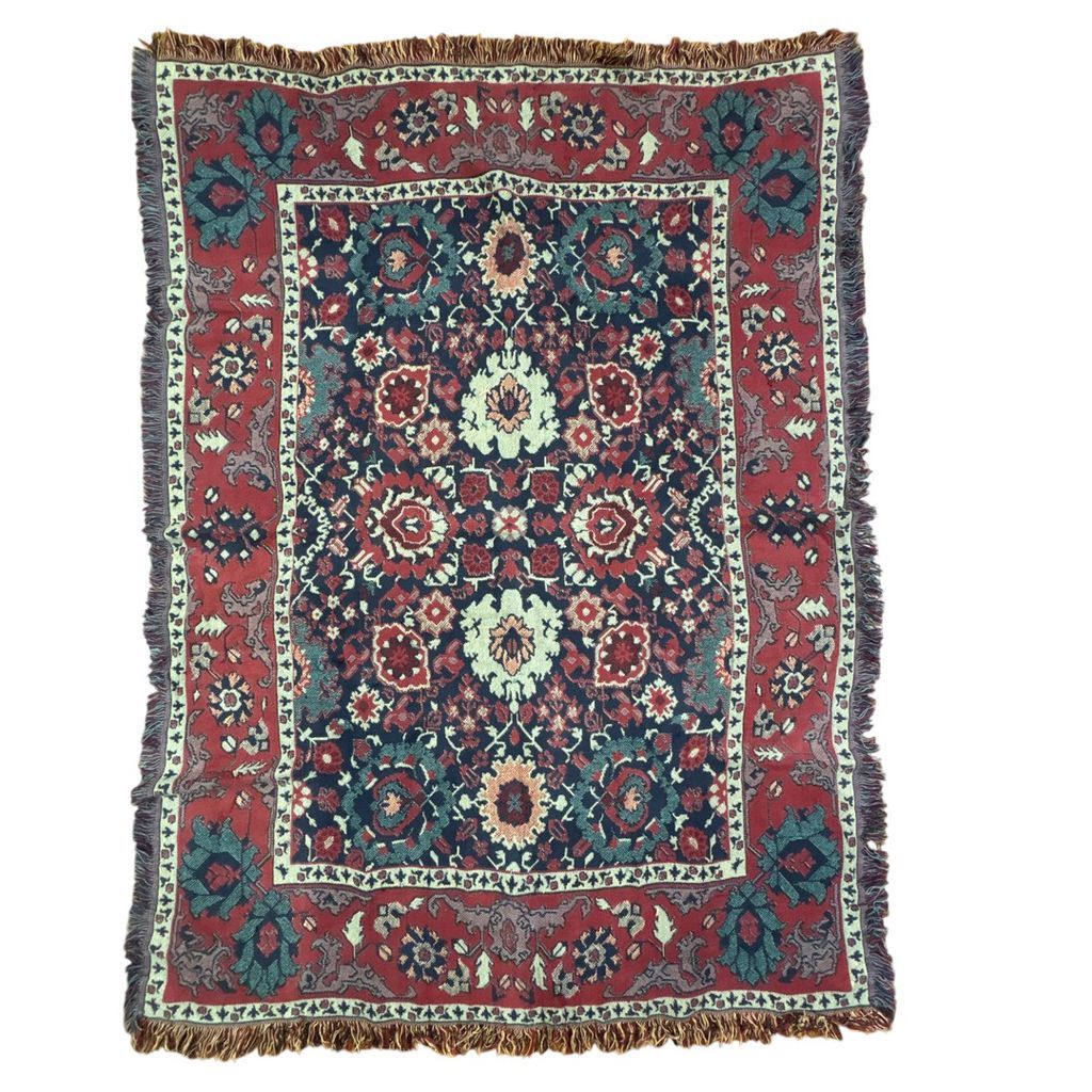 vintageラグ ブランケット マルチカバー タペストリー フラワー 花 USA製 MADE IN USA オリエンタル メダリオン ボタニカル Rug Throw Blanket 2525 6,480円
