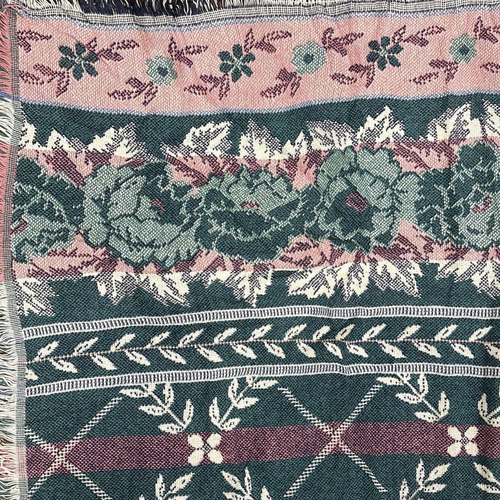 vintageラグ ブランケット マルチカバー タペストリー フラワー 花