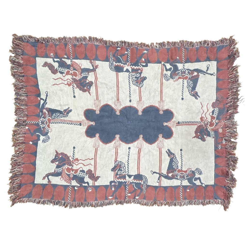 vintageラグ ブランケット マルチカバー タペストリー アニマル 動物 ホース 馬 メリーゴーランド Rug Throw Blanket Animal 2553 6,750円