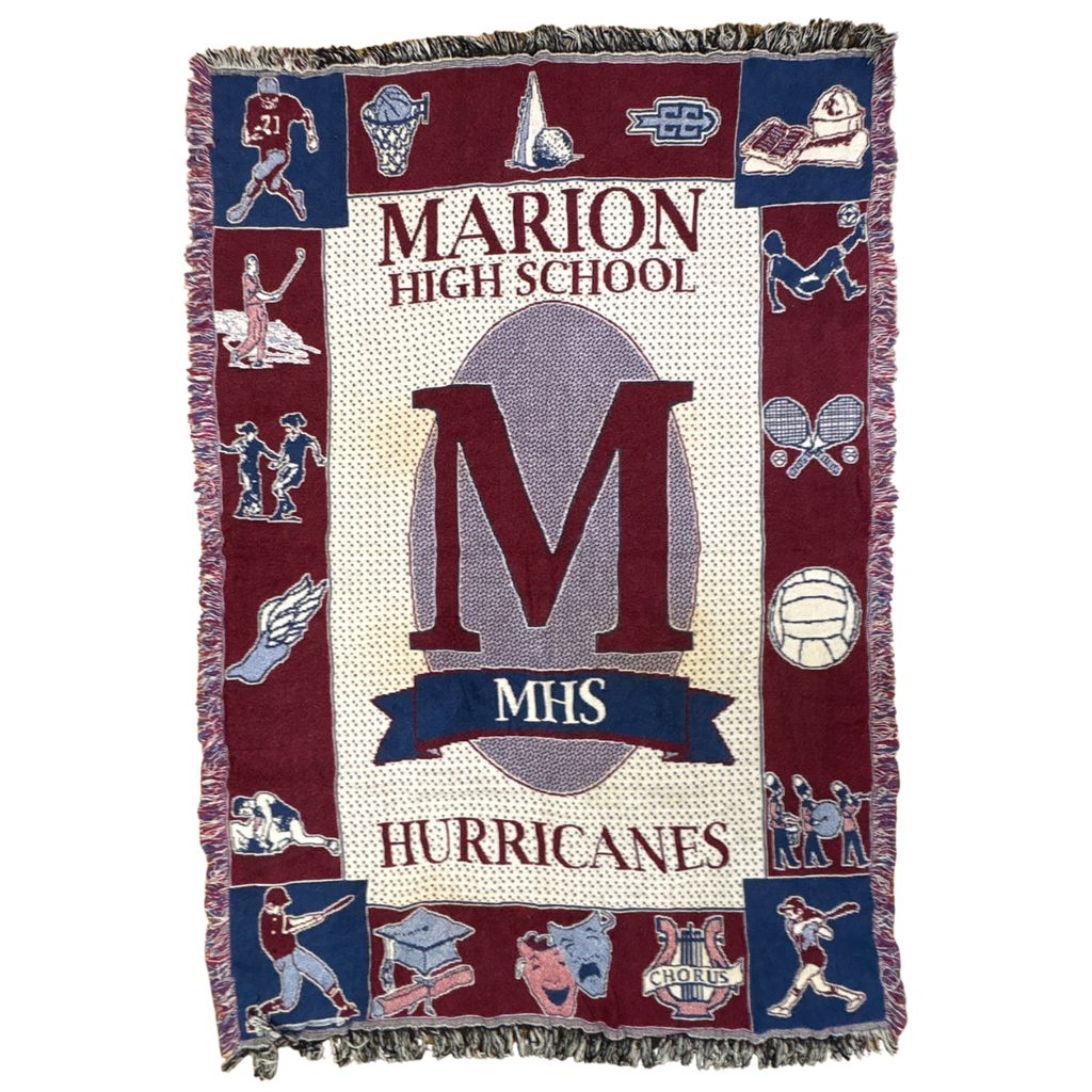 vintageラグ ブランケット マルチカバー タペストリー マリオン高校 チームロゴ スポーツ ハリケーンズ Rug Blanket Marion 3401 6,000円