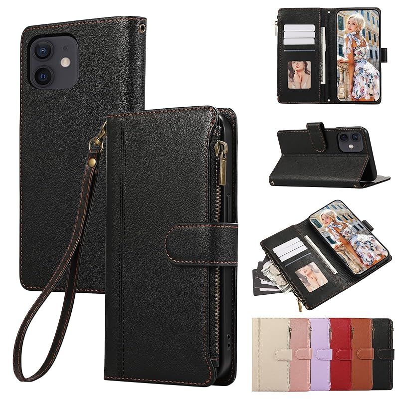 【新品】 KW-LINK 用の iPhone 12 / 12 pro ケース 手帳型 iphone12 ケース 手帳型 小銭入れ ファスナー型 携帯カバー アイフォン12 手帳型ケース コインポケット カード収納 財布型アイフォン12pro ケースカバー  1