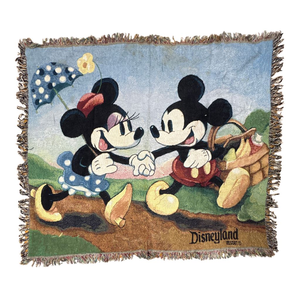 vintageラグ ブランケット マルチカバー タペストリー USA製 ミッキー ミニー ディズニー ピクニック Rug Blanket Disney 3038