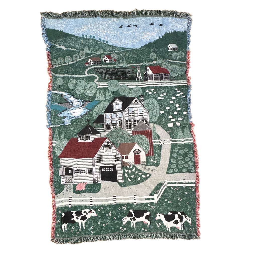 vintageラグ ブランケット マルチカバー タペストリー カントリー ウシ アニマル ハウス ファーム Rug Blanket Country 3463 5,680円