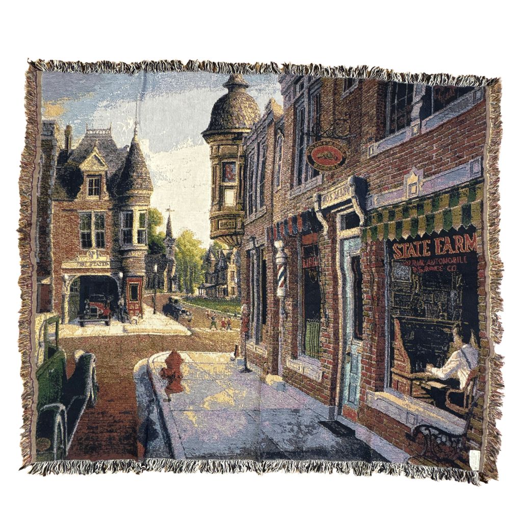 vintageラグ ブランケット マルチカバー タペストリー 80～90s USA製 街並み 風景 アート Rug Blanket Townscape 2748 8,470円