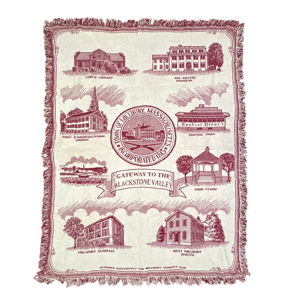 vintageラグ ブランケット マルチカバー タペストリー マサチューセッツ州 ミルベリー 名所 建物 Rug Blanket Landmark 3518