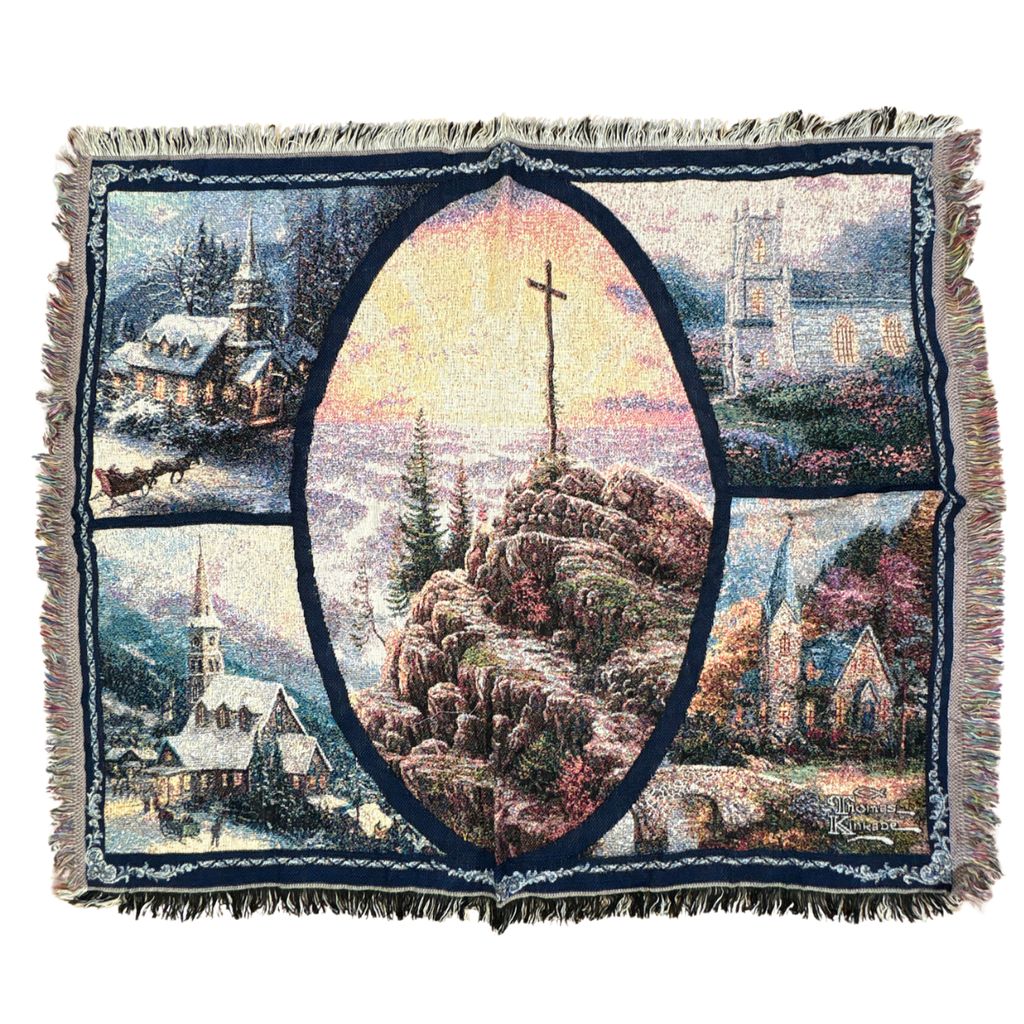 vintageラグ ブランケット マルチカバー タペストリー トーマスキンケード 風景 別荘 絵画 Rug Blanket Landscape 3471 6,750円