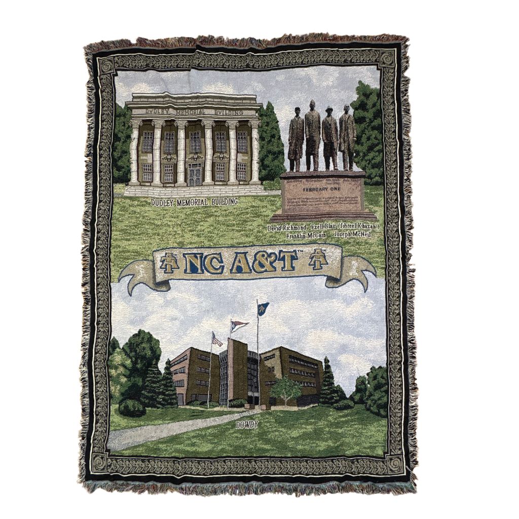 vintageラグ ブランケット マルチカバー タペストリー USA製 ノースカロライナA&T州立大学 記念館 Rug Blanket NC 2738
