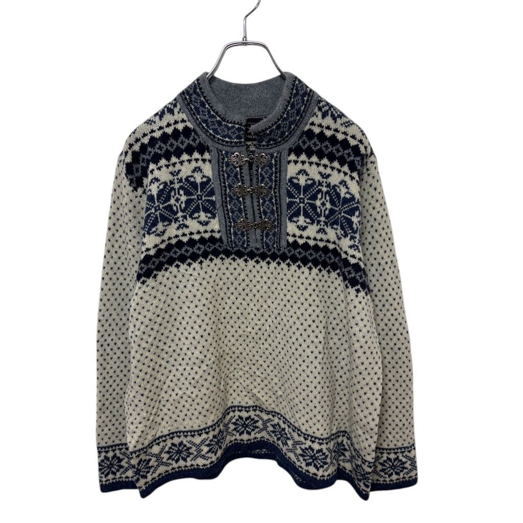 【SKYR】 Metal Hook Nordic Pattern Bird's Eye Sweater バーズアイ ノルディック柄セーター S-4423
