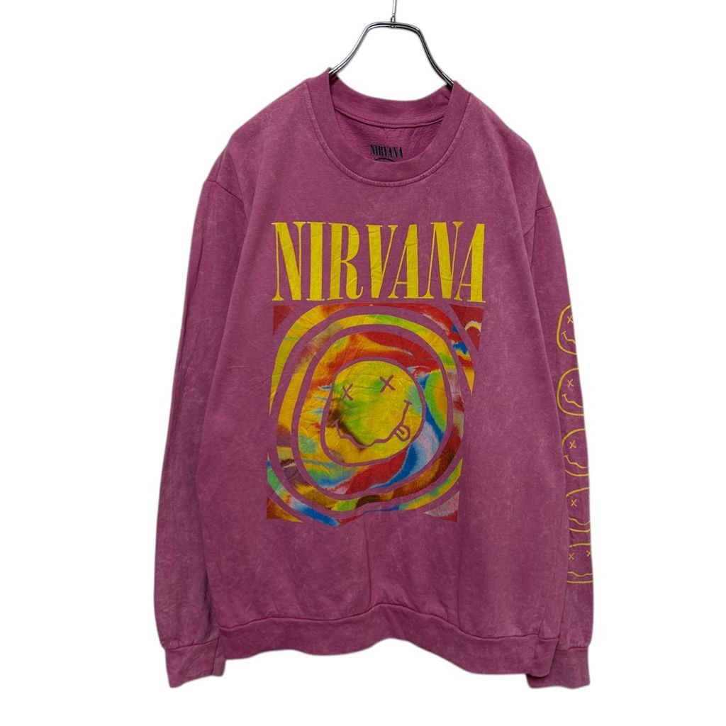 【NIRVANA】 Smiley Face Big Logo Sweatshirt スマイル ビッグロゴスウェット フェードデザイン S-4483